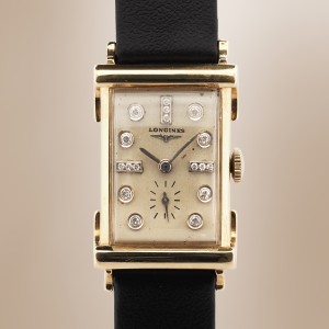 Longines - Tank Diamonds Index Fancy Lugs Vintage Or Jaune 14cts Circa 1953
