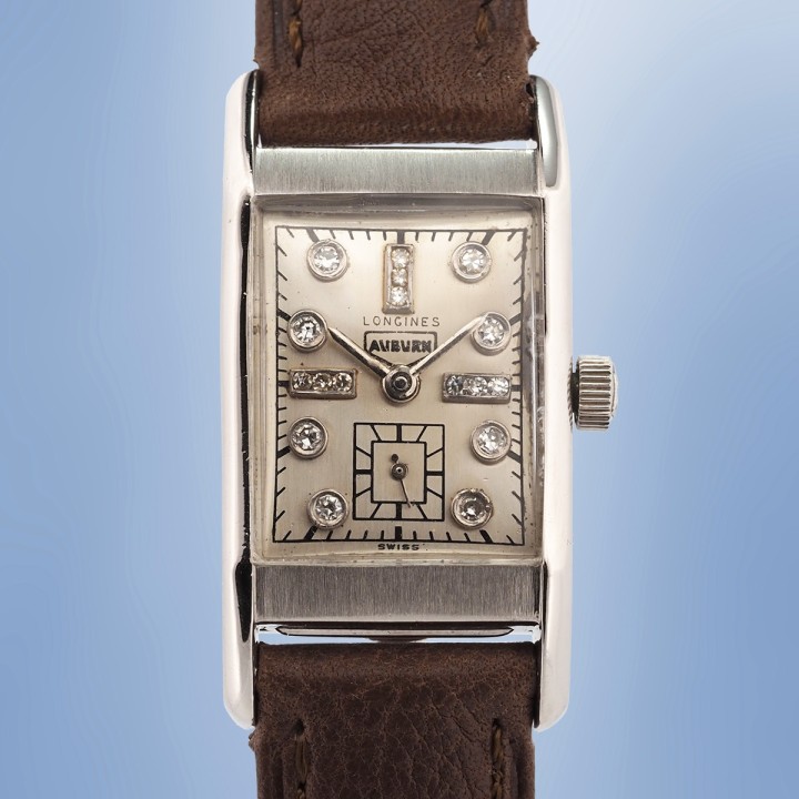Longines x Auburn - Tank Vintage avec boîtier en Palladium et index en diamants 20 x 38 mm 1944