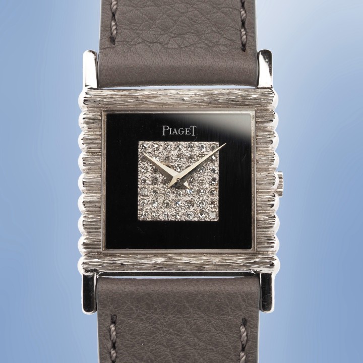 Piaget - Vintage Diamond & Onyx Dial Or Blanc 24mm Circa 1970 Réf. 9131C16