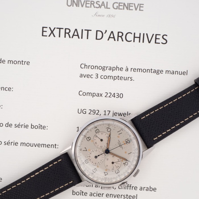 Universal Genève - Compax Oversize Réf. 22430 avec extrait d'archives
