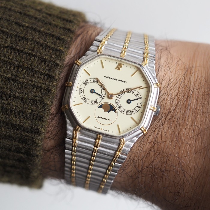 Audemars Piguet - Rare "Bamboo" Day-Date Moonphase Automatic WG & 18k YG Full Set Circa 1996 Réf. CA25621/614