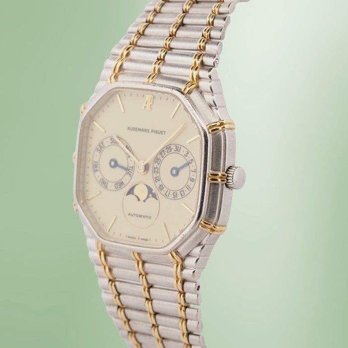 Audemars Piguet - Rare "Bamboo" Day-Date Moonphase Automatic WG & 18k YG Full Set Circa 1996 Réf. CA25621/614