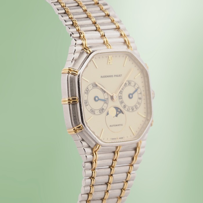 Audemars Piguet - Rare "Bamboo" Day-Date Moonphase Automatic WG & 18k YG Full Set Circa 1996 Réf. CA25621/614