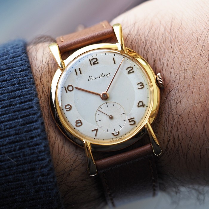 Breitling - Vintage Calatrava Oversize Jumbo Cornes d'Araignées Plaqué Or