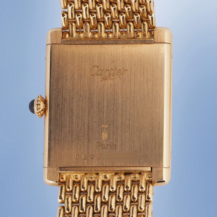 Cartier - Tank Louis Cartier "Paris" Vintage Or Jaune 18cts avec Bracelet Milanais en Or Jaune 18cts et Papier Circa 1989 Réf. 96065