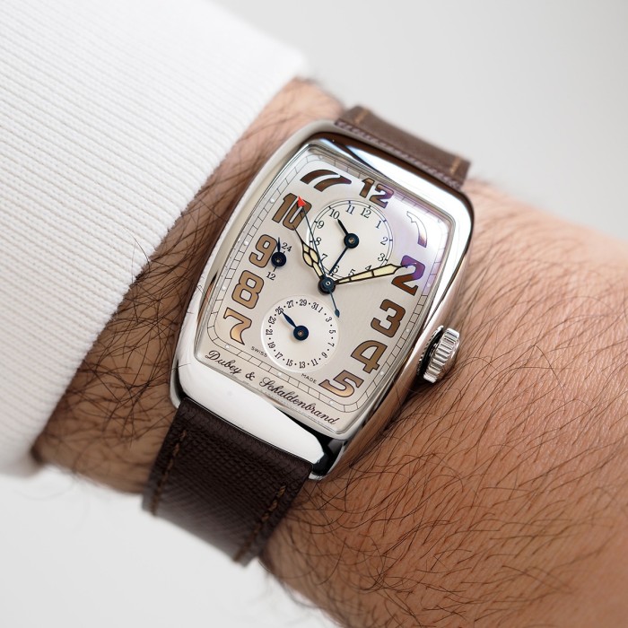 Dubey & Schaldenbrand - Aerodyn Duo Carre Cambre Dimplomatic Classic GMT Circa 2002 Réf. ADUO/ST/SIG/LD
