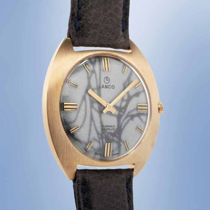 Lanco - Vintage Mécanique Cadran Marbre Blanc 36mm Circa 1975