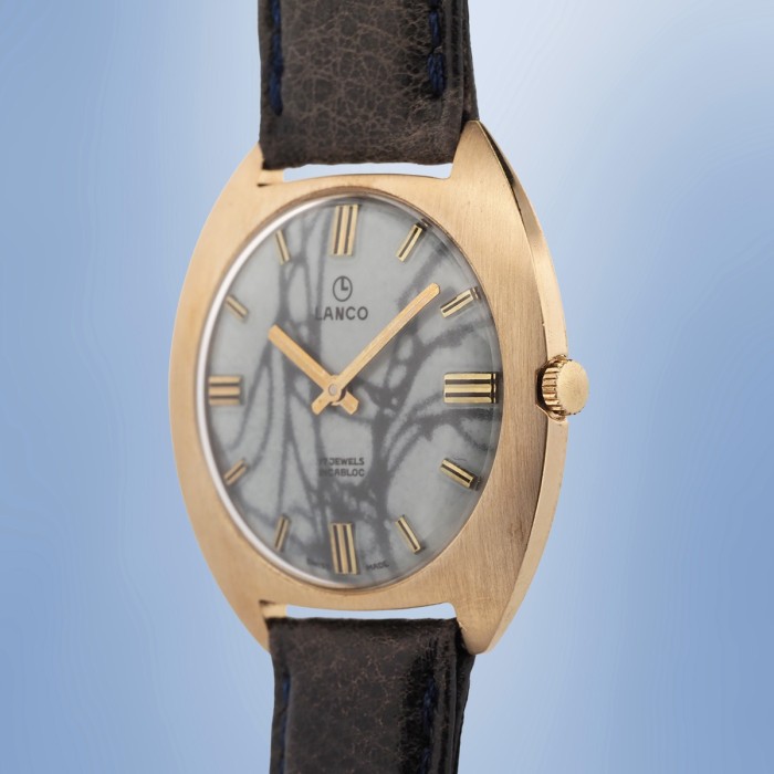 Lanco - Vintage Mécanique Cadran Marbre Blanc 36mm Circa 1975