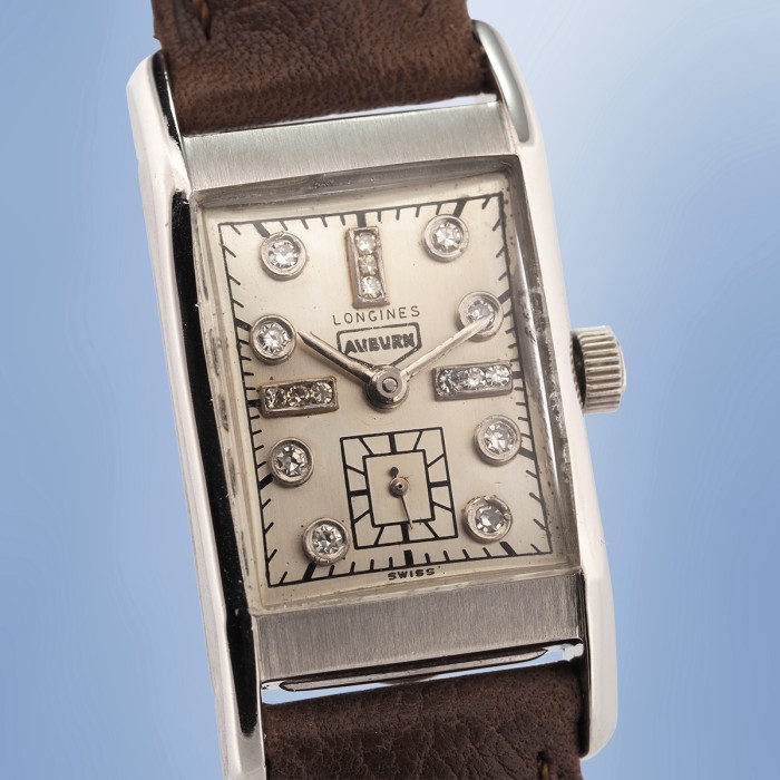 Longines x Auburn - Tank Vintage avec boîtier en Palladium et index en diamants 20 x 38 mm 1944