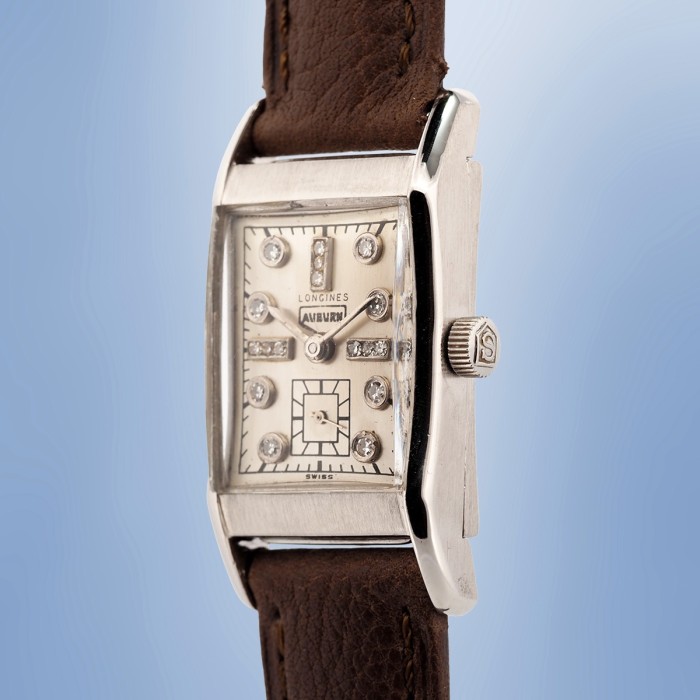 Longines x Auburn - Tank Vintage avec boîtier en Palladium et index en diamants 20 x 38 mm 1944