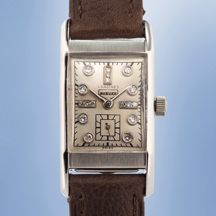 Longines x Auburn - Tank Vintage avec boîtier en Palladium et index en diamants 20 x 38 mm 1944