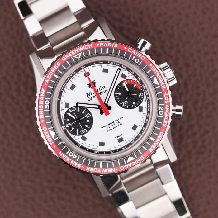 Nivada - Chronomaster Aviator Sea Diver Singer Paul Newman Lunette Interchangeable 38mm Full Set 2024