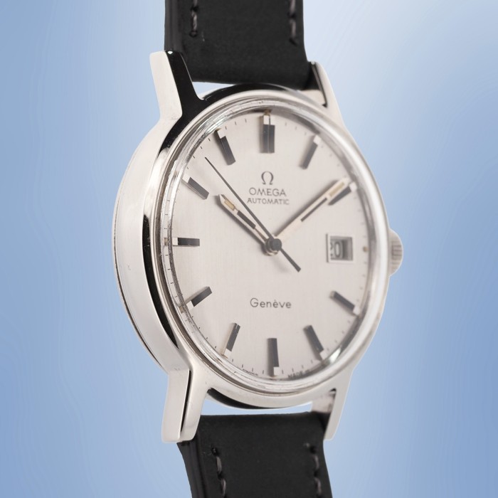 Omega - Genève Automatique Couronne Poussoir Quick Date Circa 1970 Réf. 166.0098