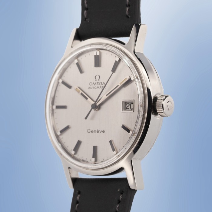 Omega - Genève Automatique Couronne Poussoir Quick Date Circa 1970 Réf. 166.0098