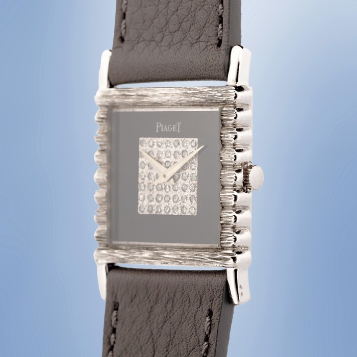 Piaget - Vintage Diamond & Onyx Dial Or Blanc 24mm Circa 1970 Réf. 9131C16