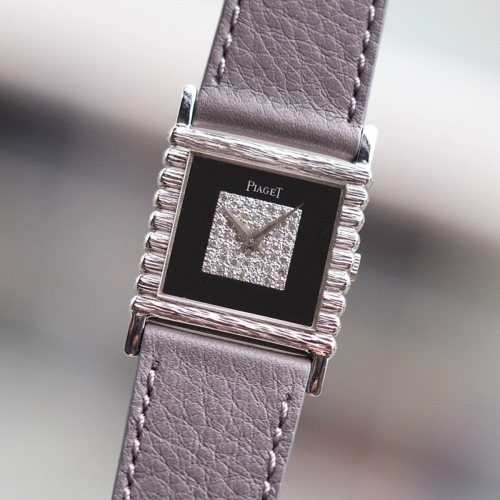 Piaget - Vintage Diamond & Onyx Dial Or Blanc 24mm Circa 1970 Réf. 9131C16