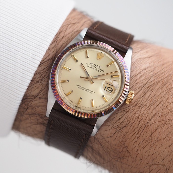 Rolex - Datejust Vintage 36 Two Tone Lunette Unique ! Circa 1969 Réf. 1601