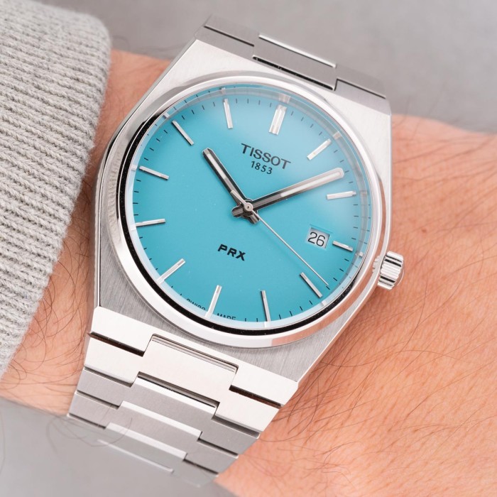 Tissot - PRX Quartz avec cadran turquoise personnalisé
