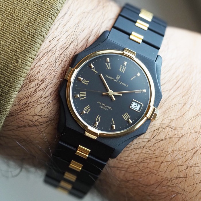 Universal Genève - NOS Polerouter PVD Noir 31mm Quartz Circa 1990